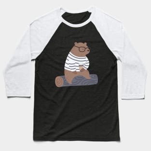 Hipster Bear Baseball T-Shirt